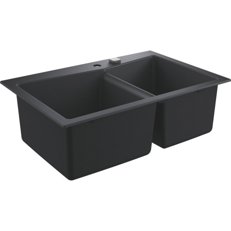 K700U 31657AP0 Мойка двойная встраиваемая сверху / под столешницу 83,8*56 см, чёрный гранит